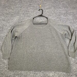 Fair Indigo Gray Waffle Knit Cotton Alpaca Blend Raglan Sweater Womens XL Peru